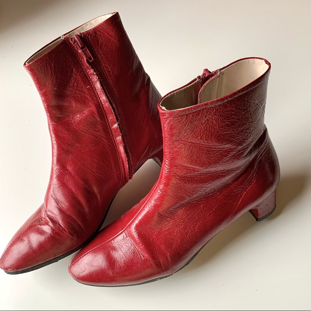 ZARA red leather bootie